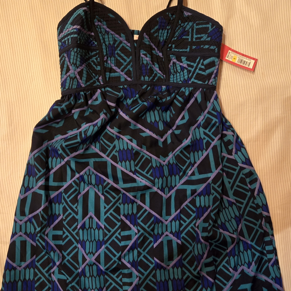 Xhilaration Blue and Purple Geometric Mini Dress